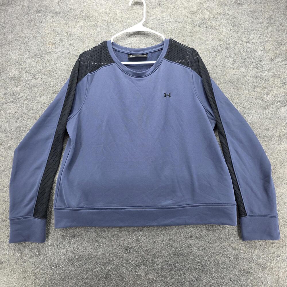 Under Armour Sweatshirt Womens XL Blue Pullover Breathable Fleece Logo Jordan